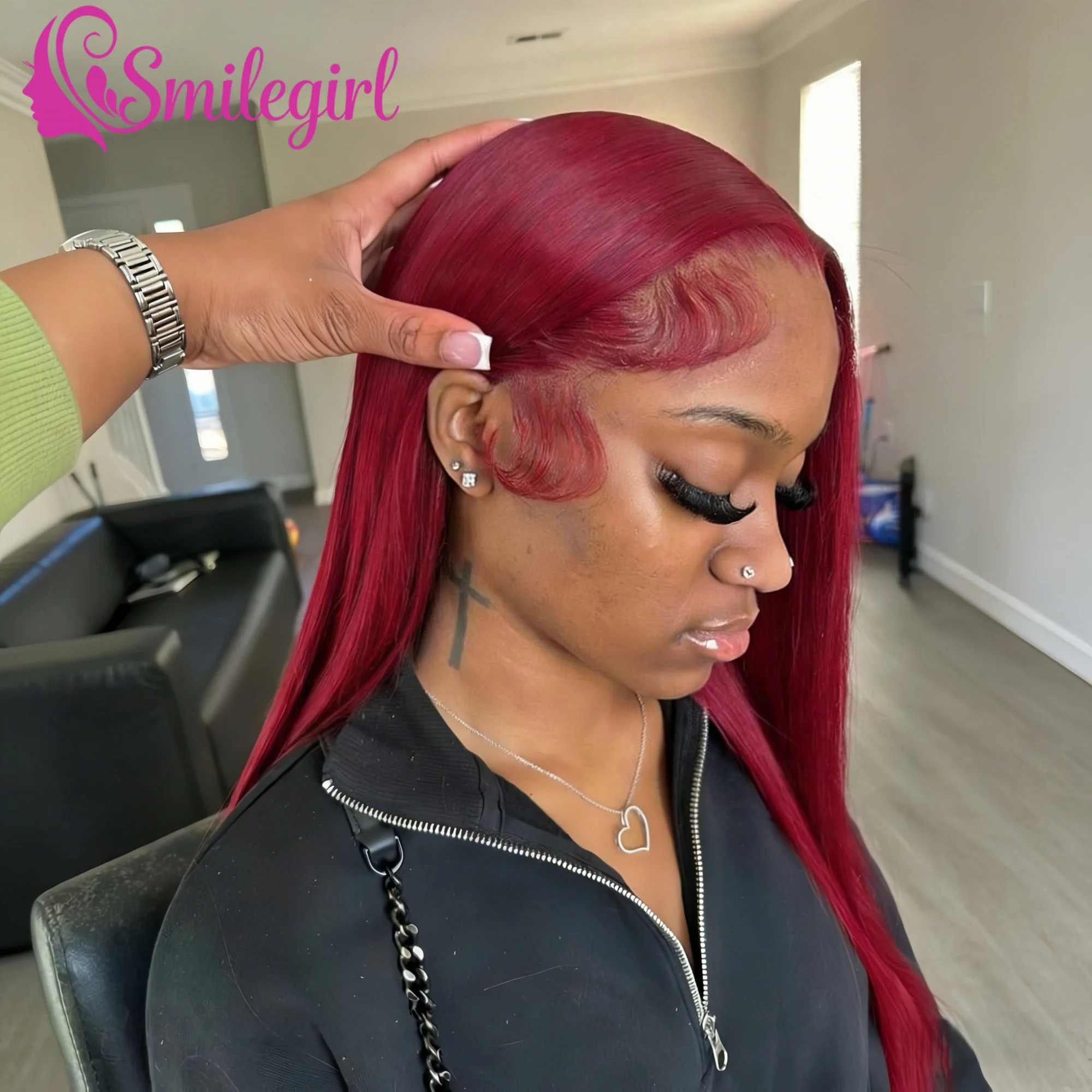 

Цветные прямые парики из натуральных волос 99J бордового цвета, 13x6 с кружевной передней частью, бразильские парики 13x4 с кружевной передней частью, 36 дюймов, предварительно выщипанные, плотность 250%