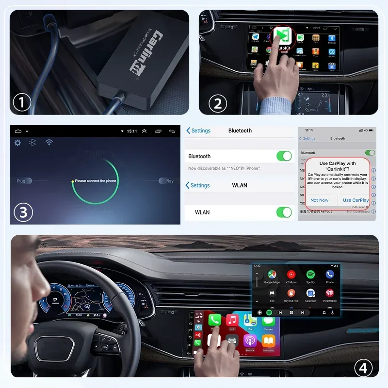 In stock Aftermarket Carplay Adaptor Android Stereo Wired Wireless Android-Auto Mirror Link Projection Screen Ai Box for Ip