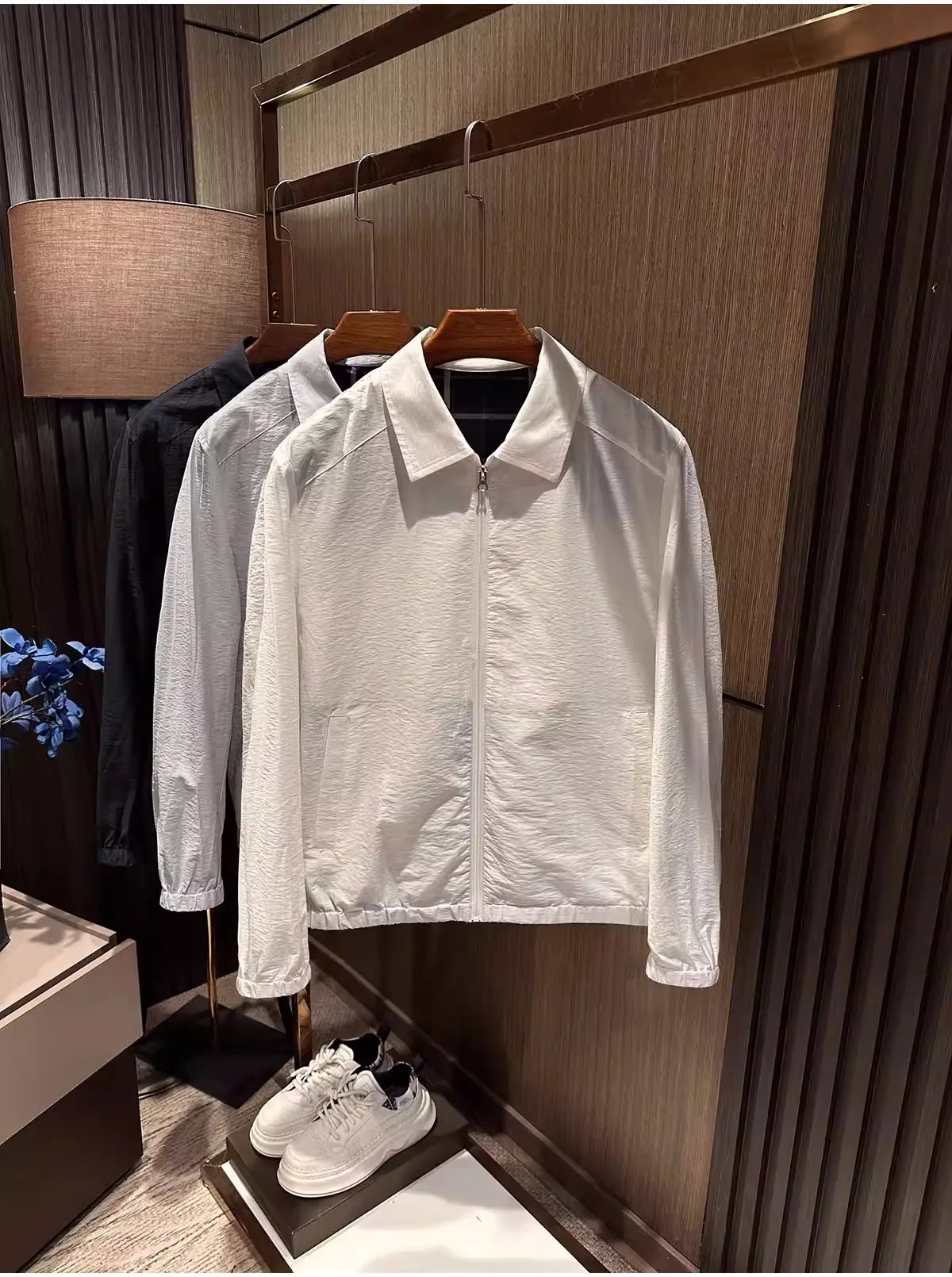 Spring new men's solid color versatile high-end thin collar jacket