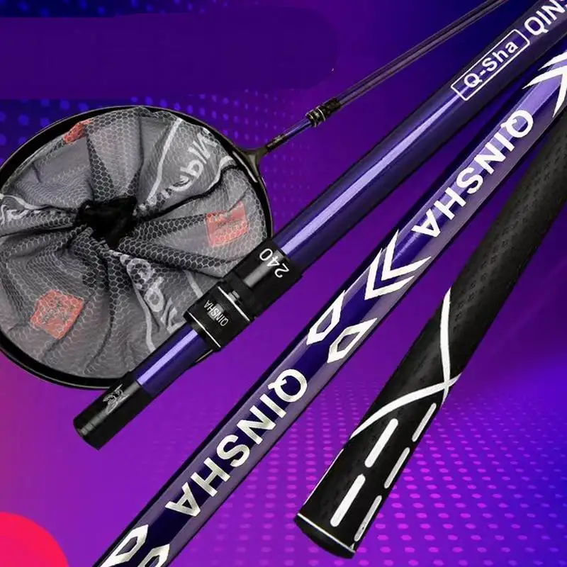 

ZZ376 2,4 м 3 м рыболовная сеть из углеродного волокна, удочка с бесплатным замком M8 * 1,25, отверстие для винта, черный или фиолетовый, без сети