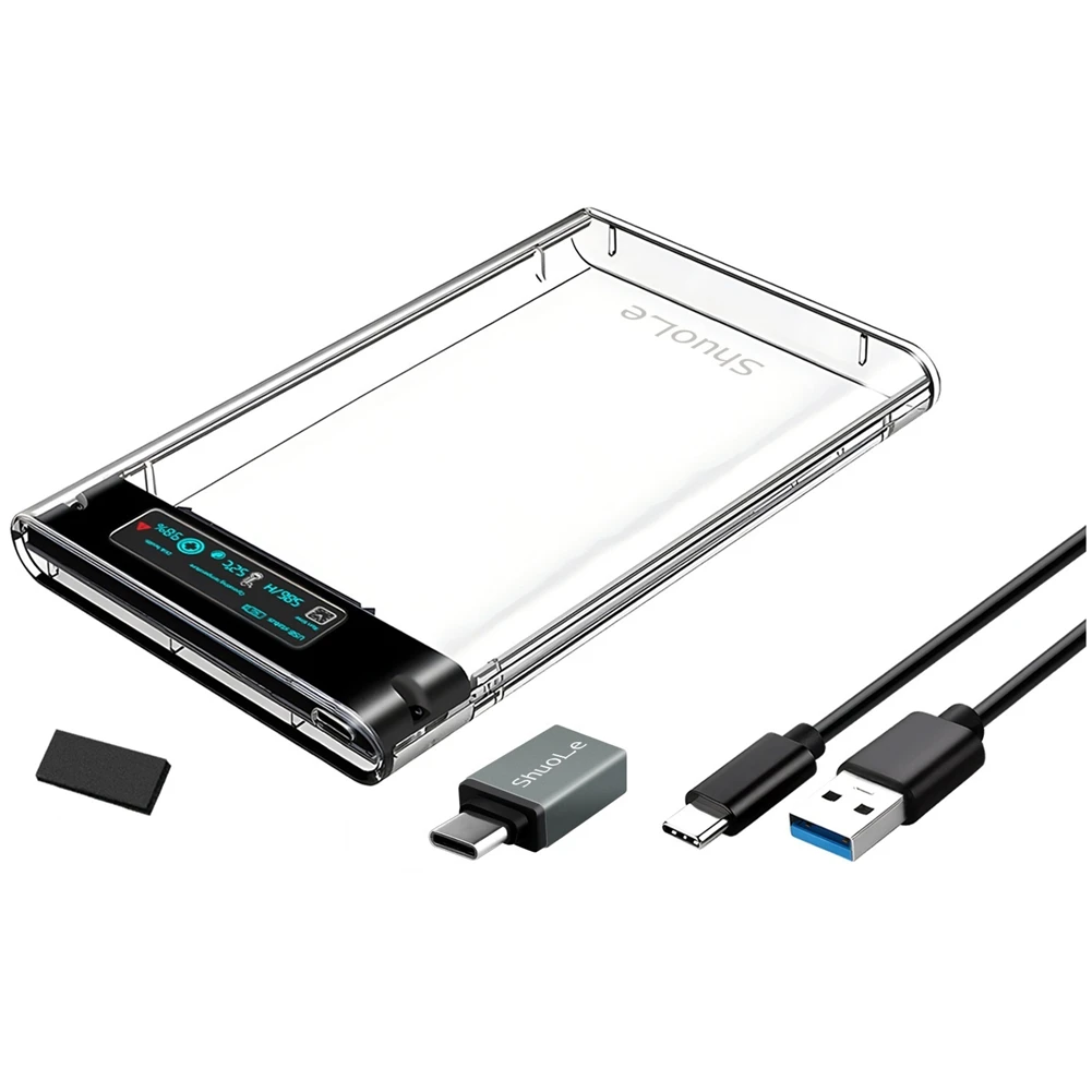 Eficiente estuche para disco duro externo ShuoLe USB3.2 de 5 Gbps y 2,5 pulgadas, color negro