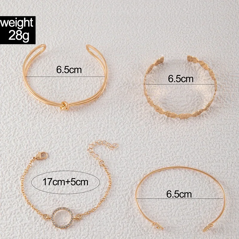 4pcs/Set Bohemia Gold Color Roundness Bracelet Set For Women Geometric Arrow Charm Wrap Bangle Boho Girls Jewelry Gift