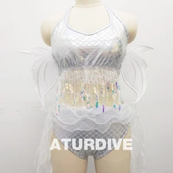 Traje de baño de sirena con lentejuelas, bañador dorado brillante para festival de Música, bikini de rendimiento para acuario, surf, buceo, primavera caliente