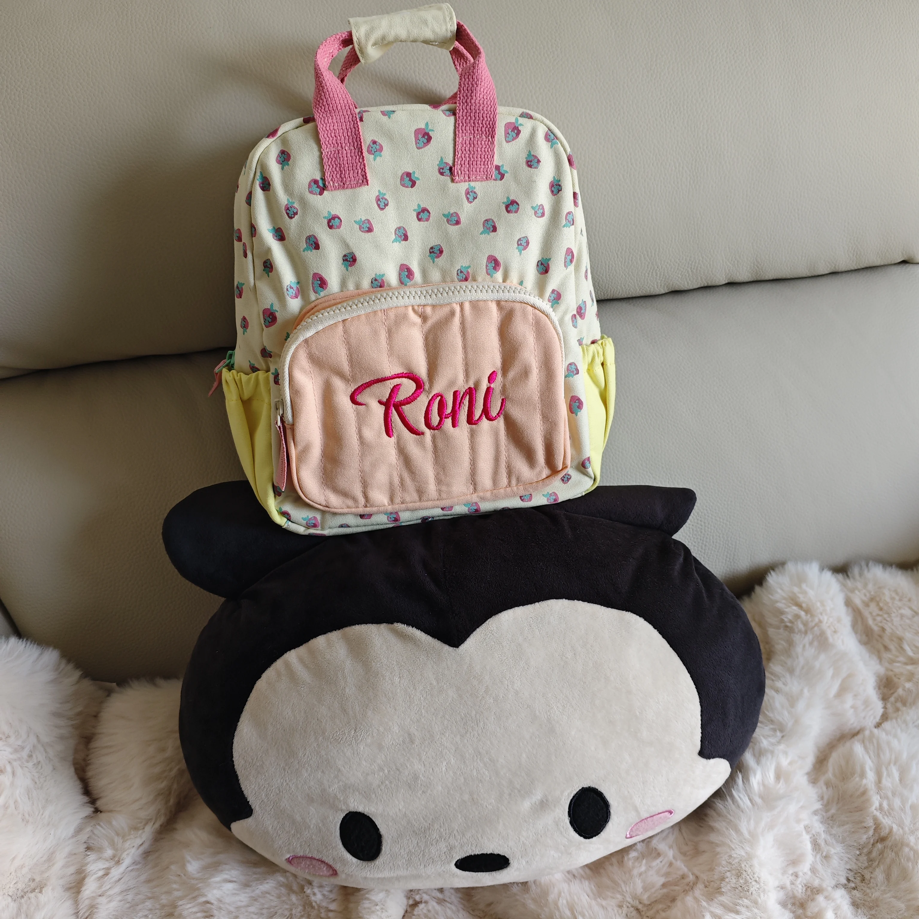 

Personalized children's bag, strawberry printed backpack for infants, backpack, backpack