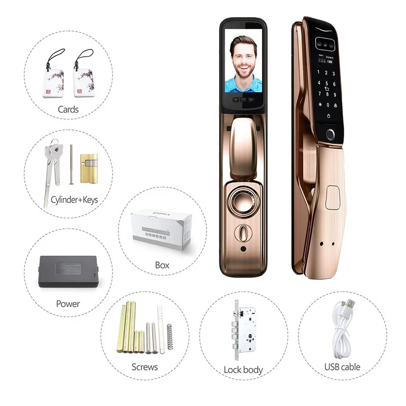 Fingerprint 3D Face Recongintion Fingeprint Smart Door Lock Tuya Wifi APP Remote Control Digital Lock Keyless Touch Screen