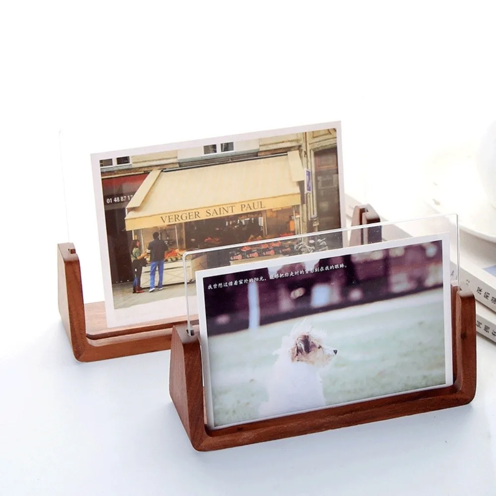 U-shaped Photo Frame Wooden Holder Beech Wood Photo Display Picture Frame Holder Desktop Walnut Wood Picture Holder Home Decor