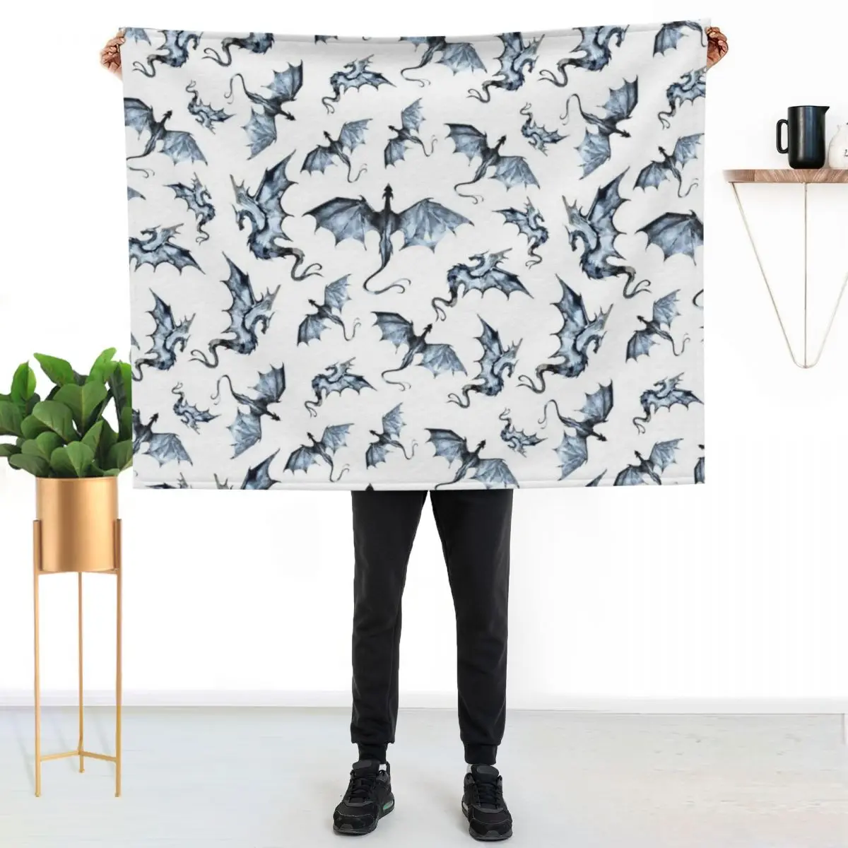 Dragon Navy Blue Throw Blanket Picnic Luxury Designer Designers funny gift warm winter Sofas Blankets