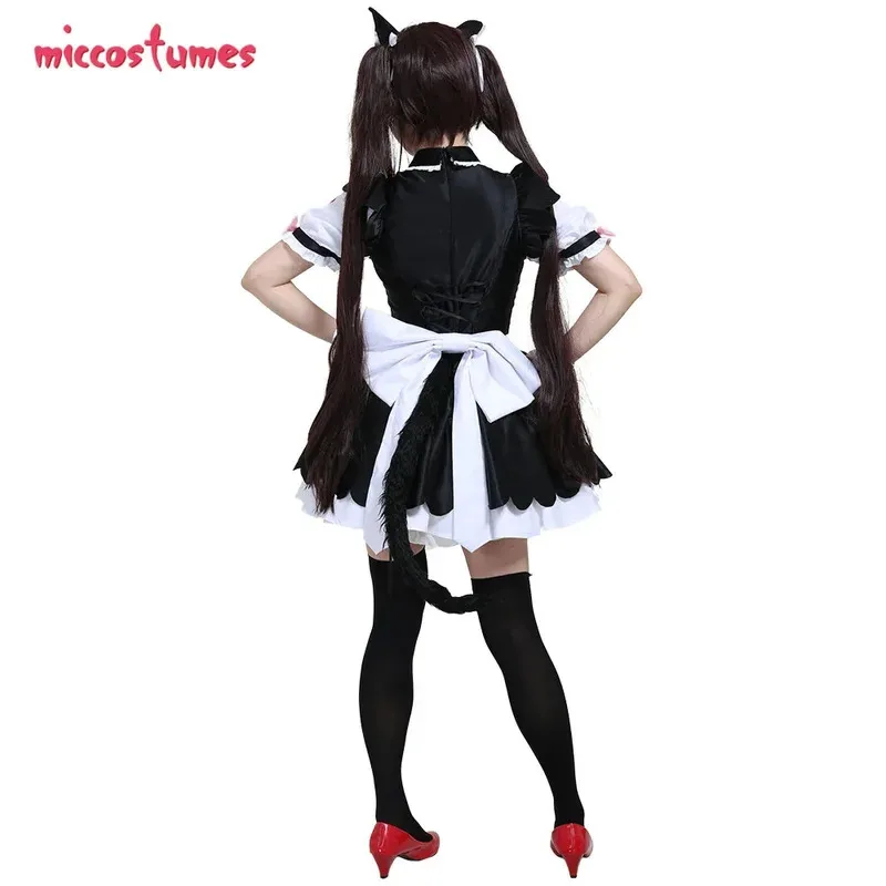 

25COSЖенский костюм Nekopara Chocola для косплея, платье горничной с фартуком, нижняя юбка, кошачьи уши, хвост