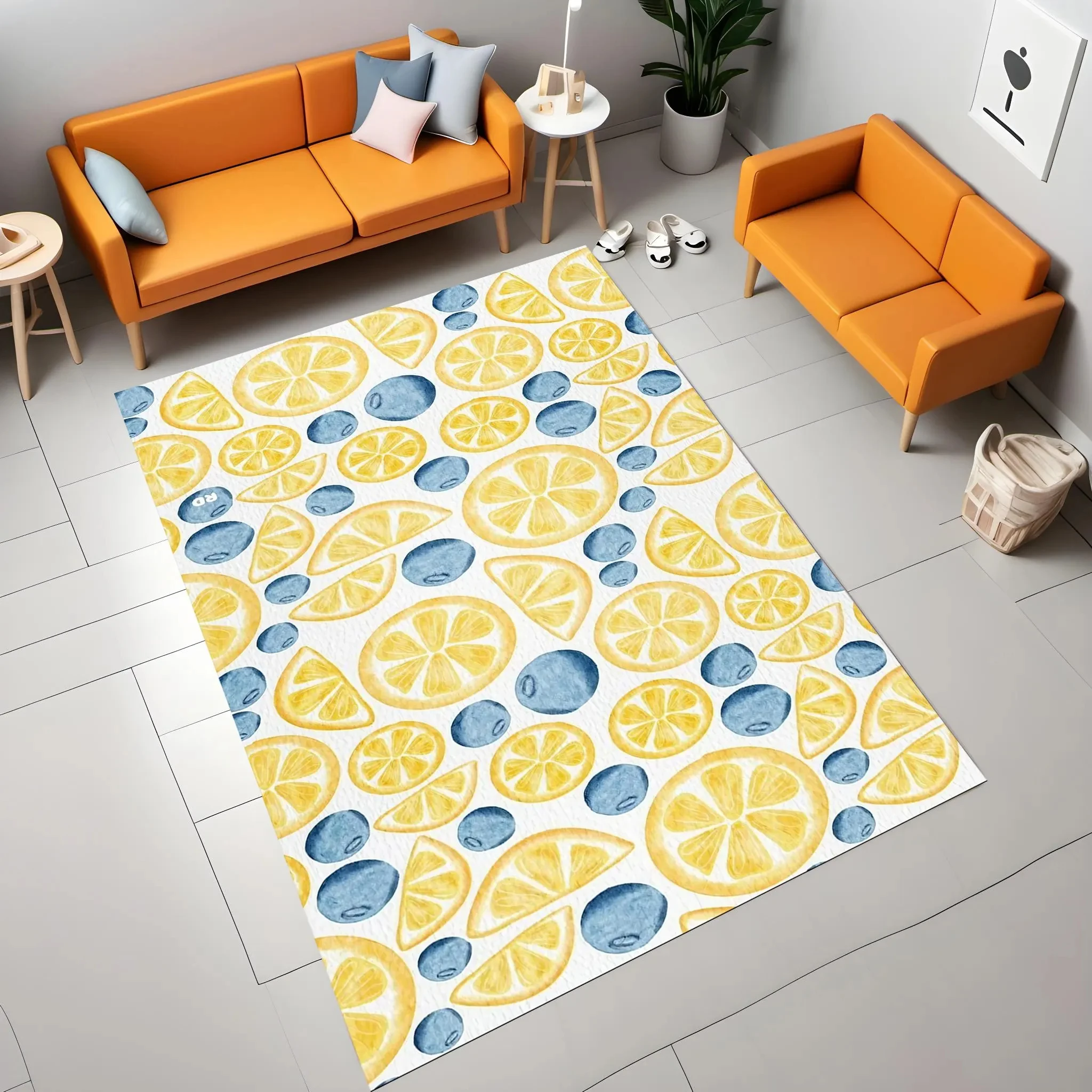 

Lemon Rug Blueberry Rug Summer Rug Fruit Area Rug Fresh Decor Watercolor Rug Living Room Rug Kitchen Rug Kids Room Rug Gift