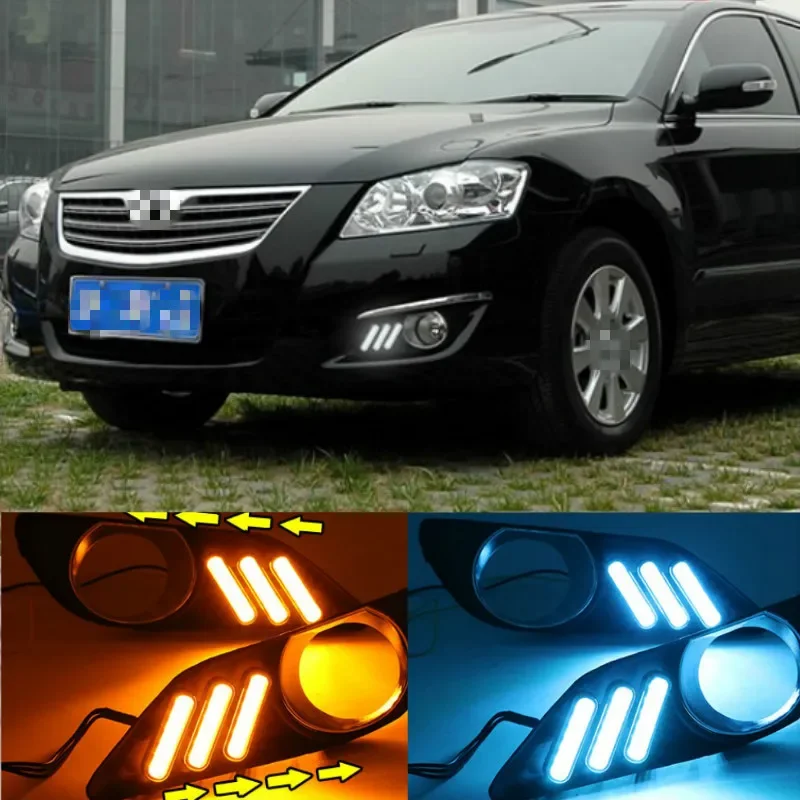 1 Set LED DRL Daytime Running Lights Daylight Fog Lamp Cover With Yellow Turning Signal For Toyota Camry 2006 2007 2008