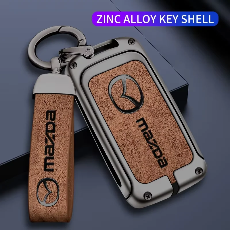 Leather Car Smart Key Case Cover Shell Fob For Mazda 3 Alexa CX-30 CX30 CX4 CX5 CX-5 CX-8 2019 2020 Keychain Auto Accessories view 3