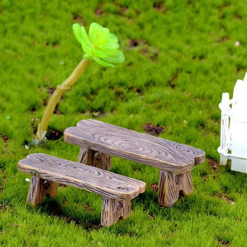 2PCs Miniature park benches Furniture Crafts Modern Accessories Toys Courtyard Decoration Mini Dollhouse Fairy Garden Ornament