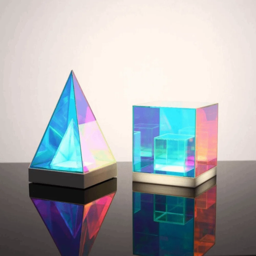 Mixing Color Cube LED Pyramid Cube Night Light Colorful Atmosphere USB Rechargeable Desk Light Clear Various Colors