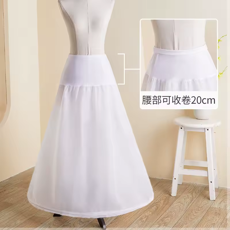White Tulle Petticoat for A Line Style Wedding Dress 1 Hoops Bridal Wedding Accessories Long Petticoats Underskirt - Image 4