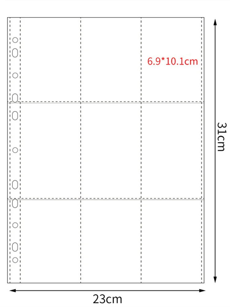 11-Loch A4 Bindereinlagen 10er-Pack Multi-Gitter für Foto Karten Postkarten Münzsammlung Scrapbook Album