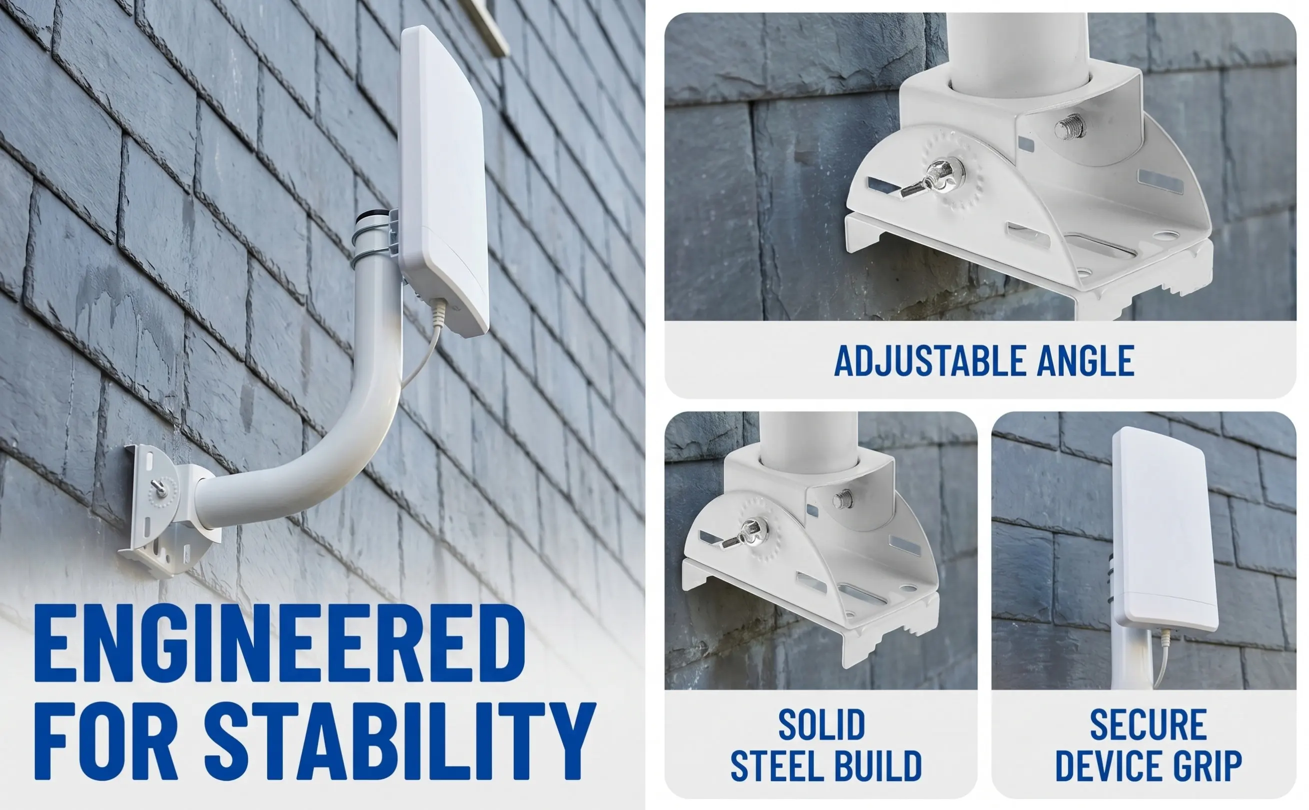 Wireless Bridge Bracket Antenna Mount Adjustable Pole Mast Clip Satellite Signal Wall Mount Outdoor CPE
