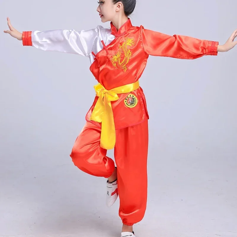 Vestuário Wushu chinês tradicional para crianças, uniforme de artes marciais, traje Kung Fu, meninas e meninos, traje de palco