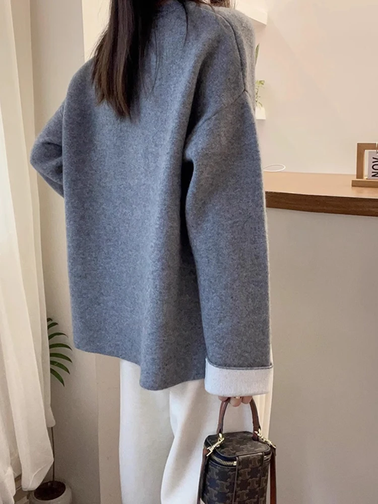 Coréen Sle paresseux Long Sve Camere pull automne hiver ample coupe ajustée haut tricoté mode européenne décontracté rond Ne