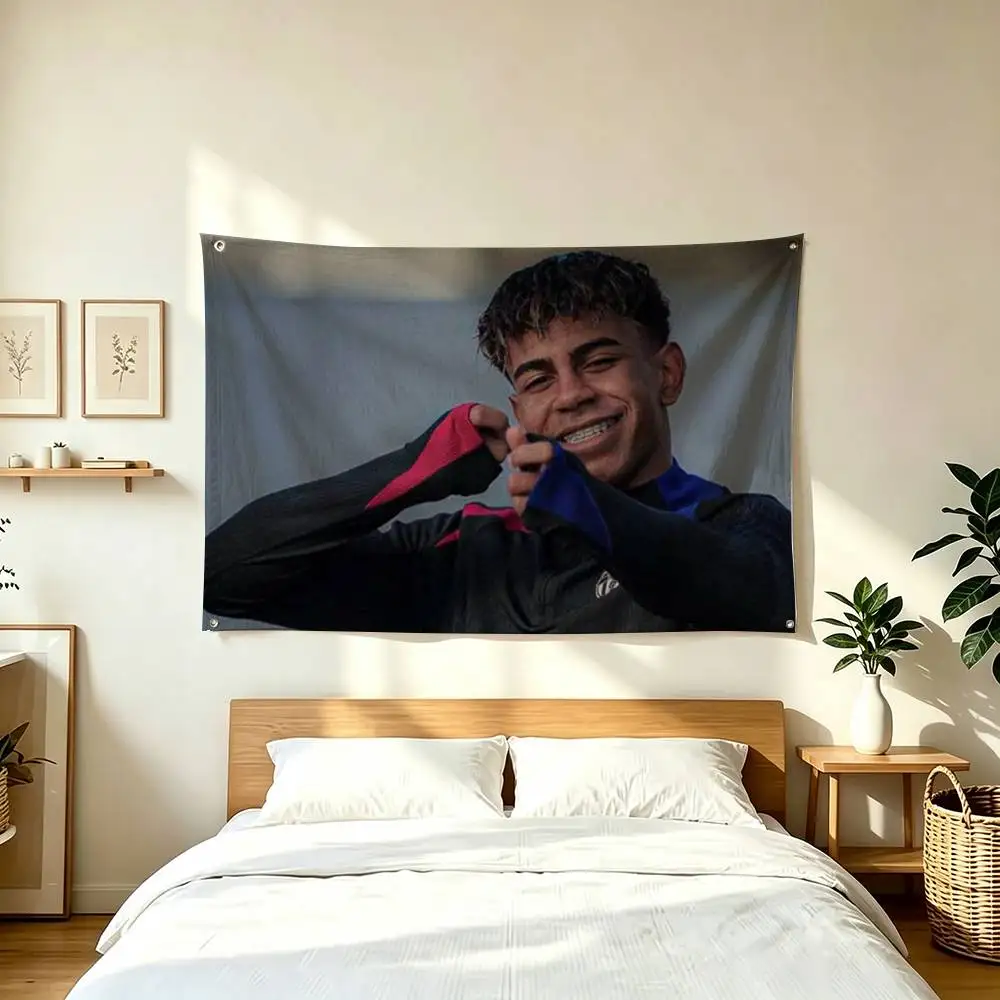 L-Lamine Yamal W-Wonderkid Football Star   Flags for Bedrooms Home Decor Items Outdoor Decors Garage Decoration Flaga