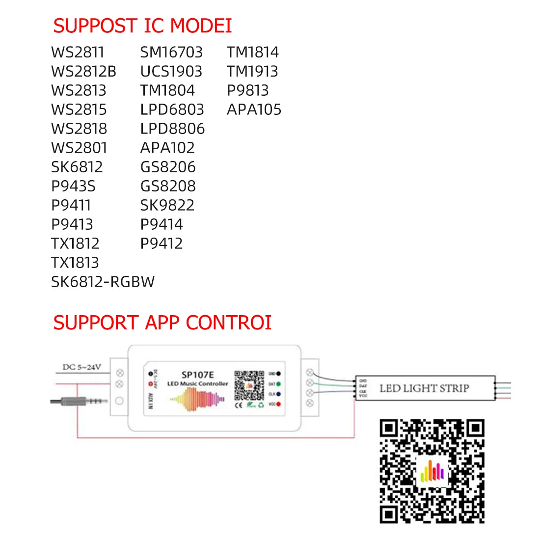 WS2812B LED قطاع ضوء تحكم RGBIC DC5V-24V WiFi الموسيقى متوافق SK6812 SP107E عنونة التحكم الذكي في التطبيقات 1-5 قطعة