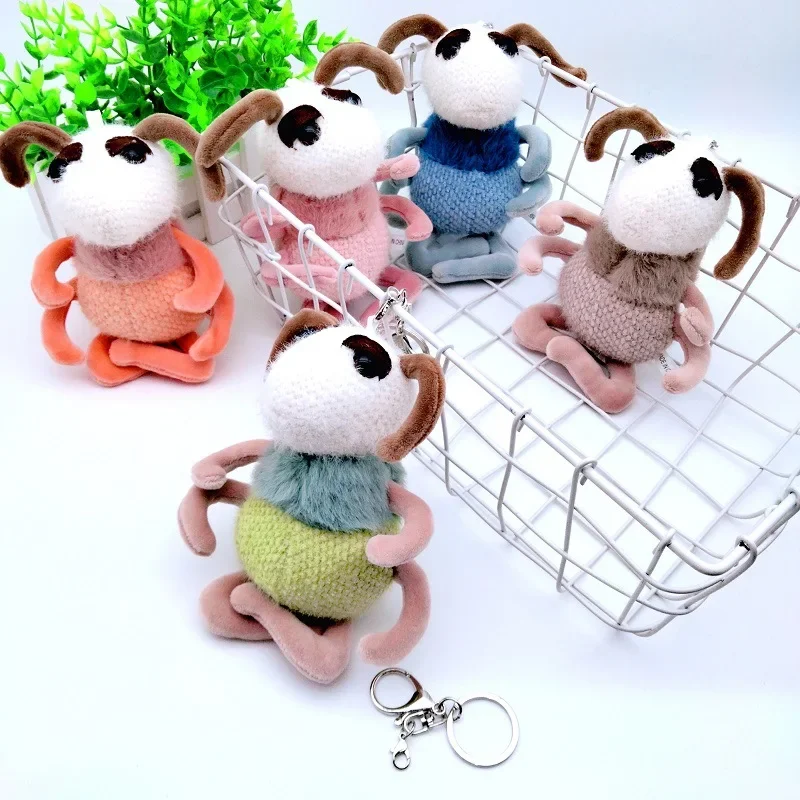 HOT SALE Cartoon Kawaii Small Ant Plush Toy Keychain Charm Creative Cute Small Ant Plush Backpack Charm Children's Birthday Gift