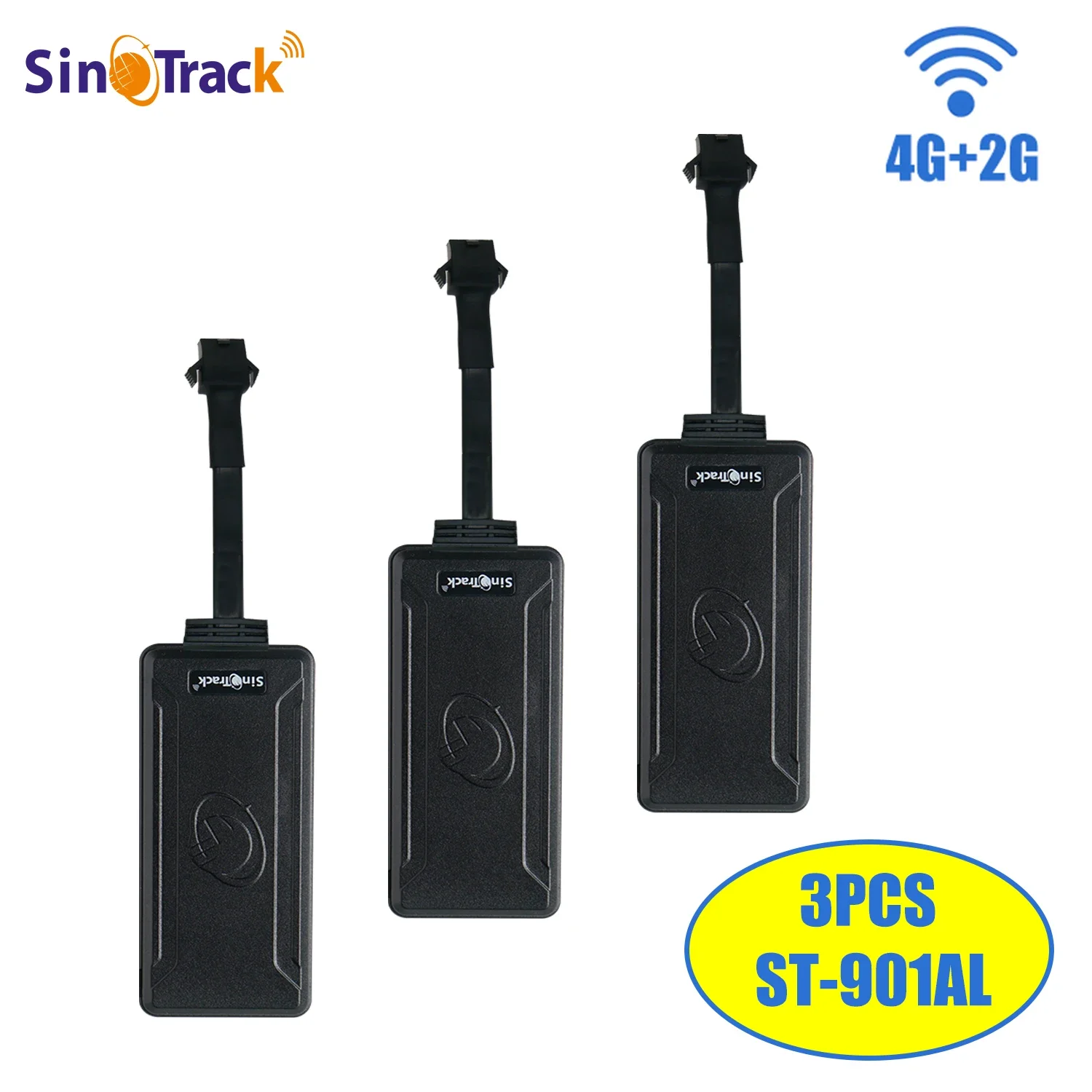 SinoTrack 차량용 GPS 추적기 ST-901AL, 오토바이 차량용 실시간 추적 장치, 오일 전원 차단 무료 앱 포함, 4G + 2G, 3 유닛 