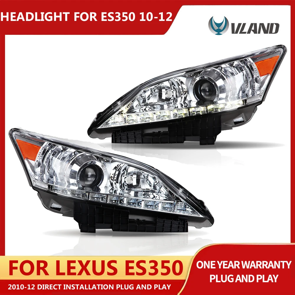 VLAND Customized CLEAR LED Headlights with DRL Dual Beam for 2010-2012 Lexus ES350