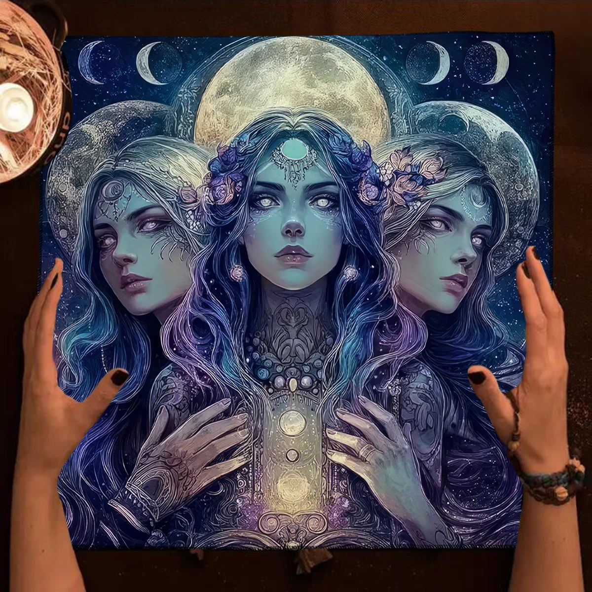 50/75/110/137cm Tarot mat Witch Autumn Altar Cloth Tarot Tablecloth Black Cat Pentagram Divination Cloth Mat Halloween