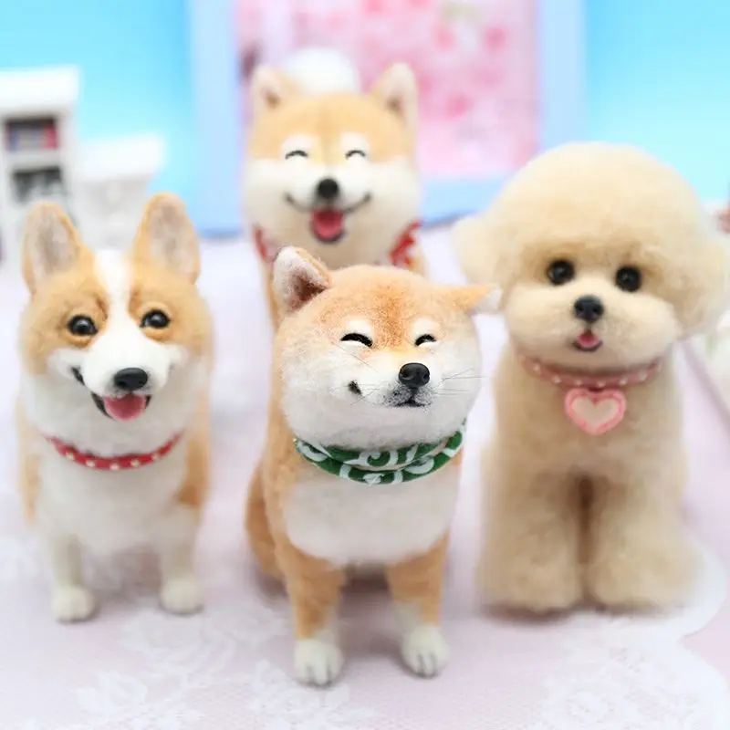 Dog Wool Felt Diy Doll Pendant Keychain Doll Doll Gift Accessories Material Pack Kawaii Handmade Craft Stitch Wool Felt Gift