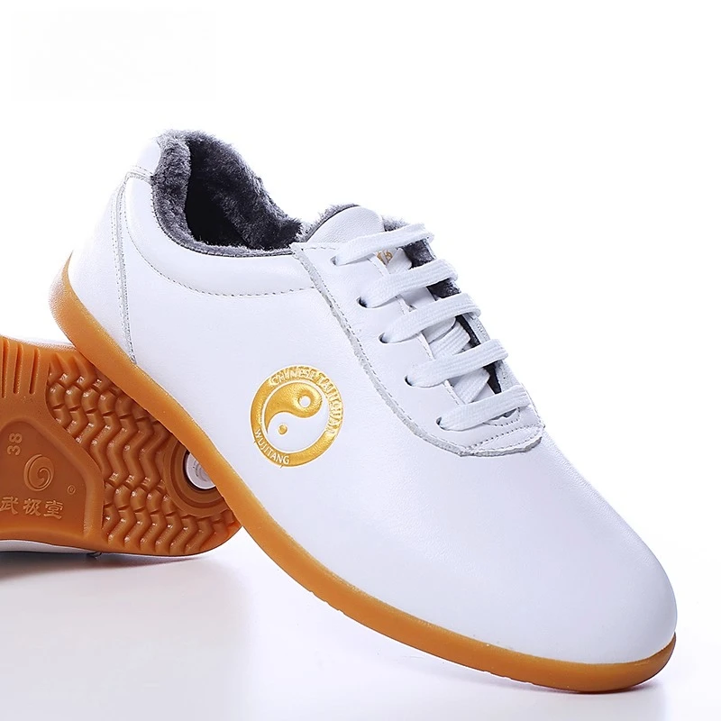 الشتاء جلد البقر الحقيقي تاي تشي الأحذية سماكة للكونغ فو الووشو فنون الدفاع عن النفس لينة مرنة وحيد خفيفة الوزن الرجال النساء