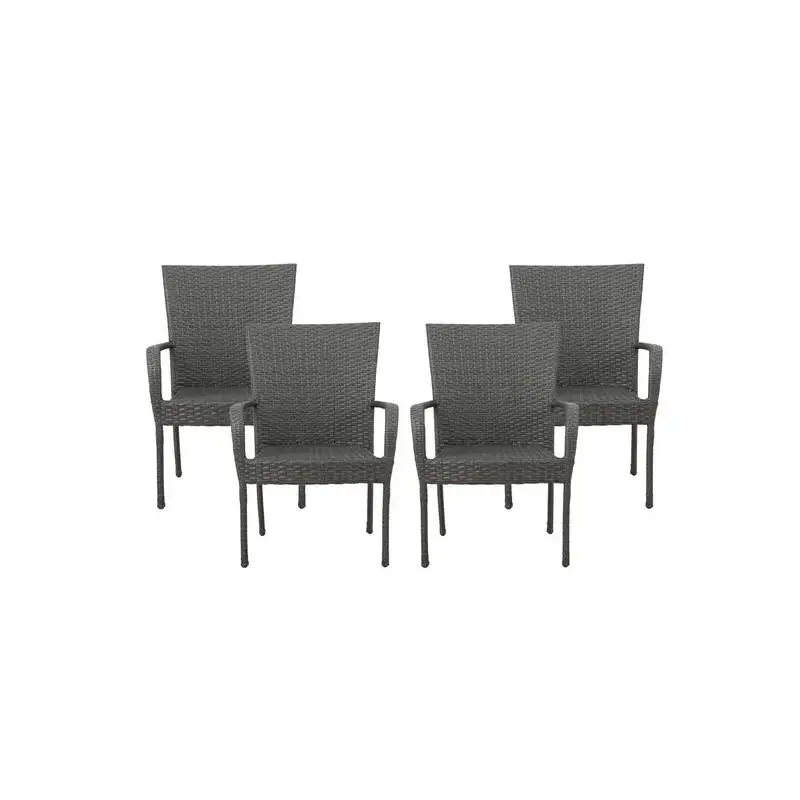 

Stackable Grey PE Wicker Chairs Set of 4