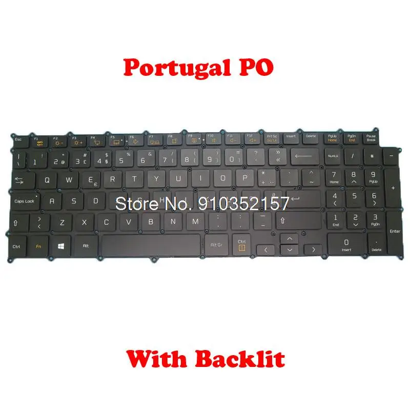 Laptop PO UK Backlit Keyboard For LG 17Z90N 17Z95N 17ZD90N 17Z90N-V 17Z90N-N 17Z90N-R 17Z95N-G.AA78B Black Portugal UK Black New