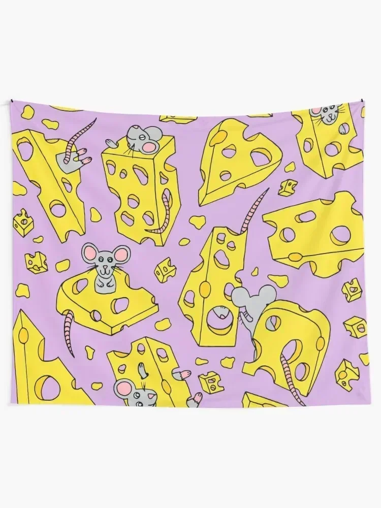 Mice and Swiss Cheese || Purple Palette || Kitchen || Abstract Animals Tapestry Bed Room Decoration Wall Art Tapestry