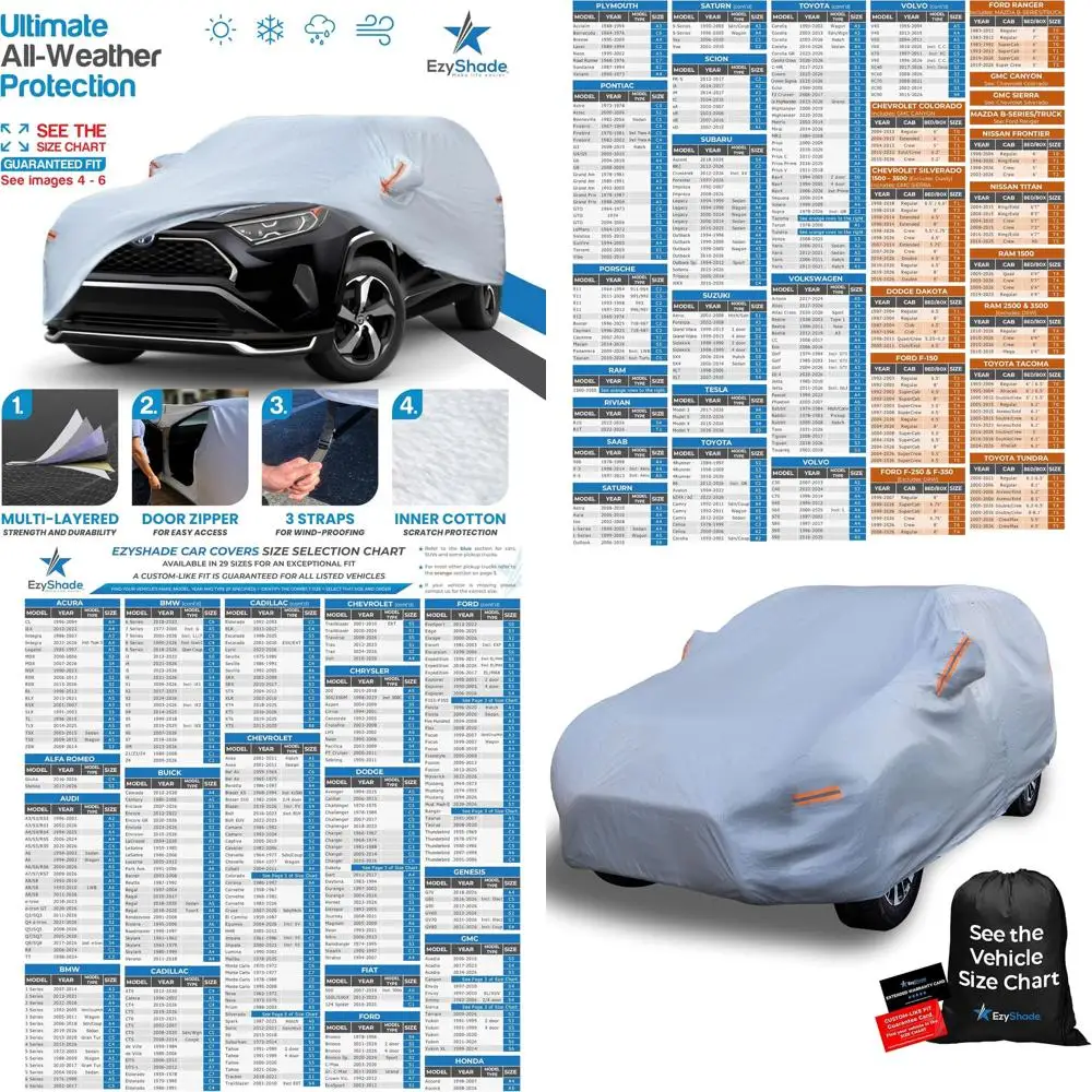 

All-Weather 10-Layer Waterproof SUV Car Cover - Size S3, Fits Rav4 & CRV, Outdoor Heavy Duty Tarp