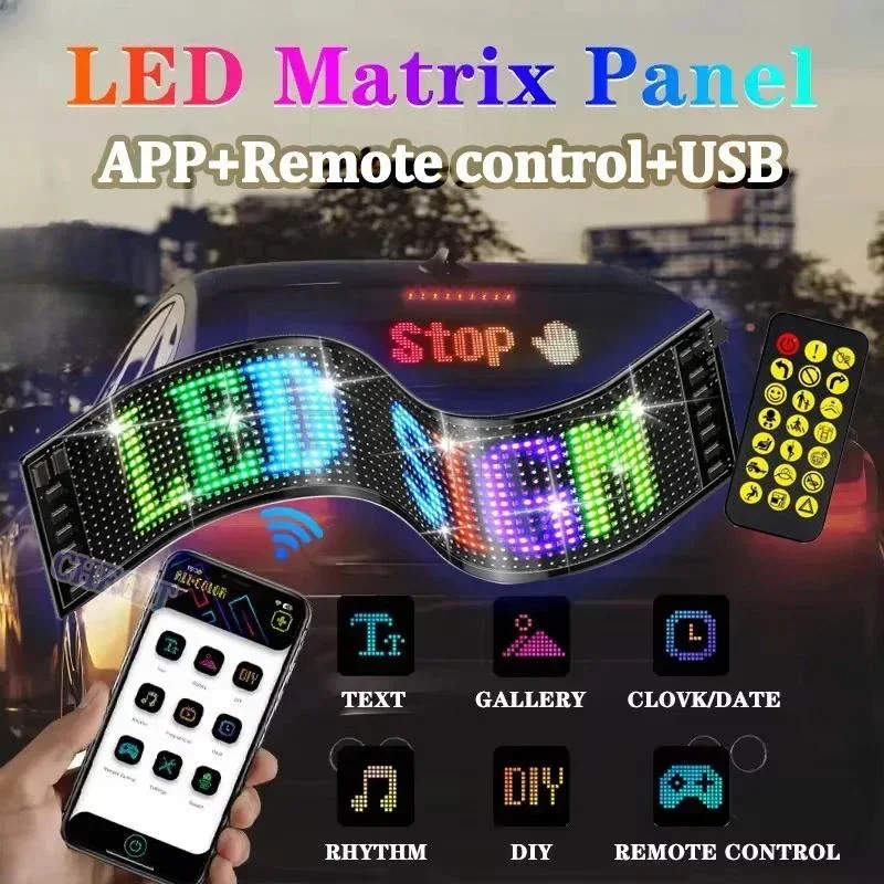 Car Truck Evil's Eye Flexible LED Matrix Pixel Panel DIY Blinking Eyes Animate Soft Screen APP Programmable Multilingual Sign 5V