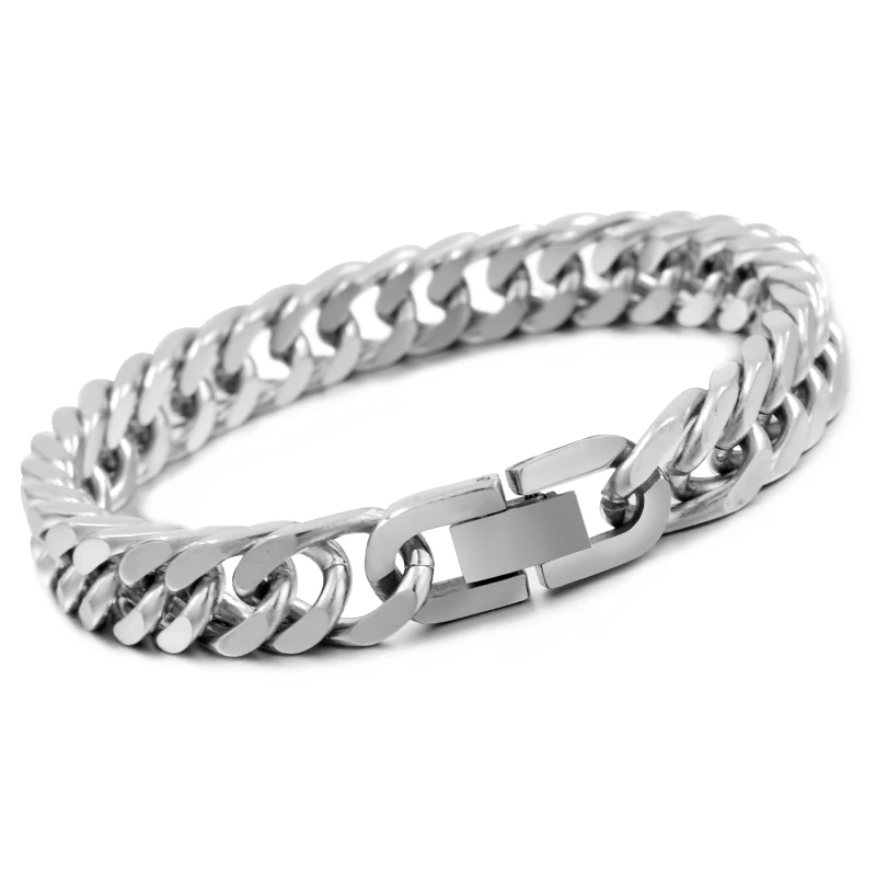 GOKADIMA Stainless Steel Cuban Bracelet for Men Punk Hand Chain Male Jewelry Accessories Gift,6mm/8mm/10mm Wide Silver Color