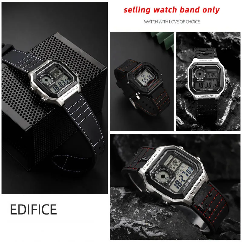 Passend für Casio AE-1200/1300 W218H/SGW-300/400/MRW-200/A158/A159/A168-Serie, modifiziertes wasserdichtes Silikonarmband, 18 mm