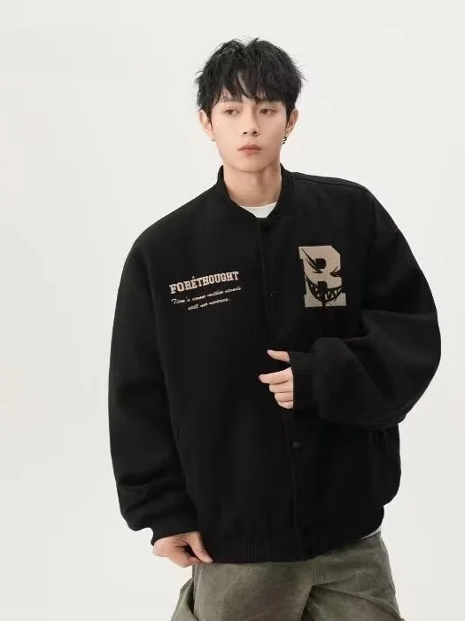 

Американский Sle Baseball Jaet ex, повседневное свободное пальто в стиле ретро, модное молодежное пальто для пар, осень 2024, новая версия, полиэфирное волокно