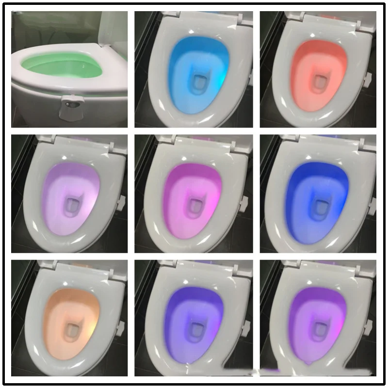 Smart PIR sensore di movimento sedile del water luce notturna 8/16 colori retroilluminazione impermeabile per WC lampada a LED WC luce del water