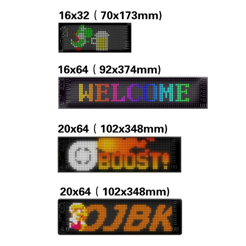 LED Matrix Panel Programmable Flexible Screen IP65 Display Animation Message Scrolling Sign APP Control Cars Shop Bar