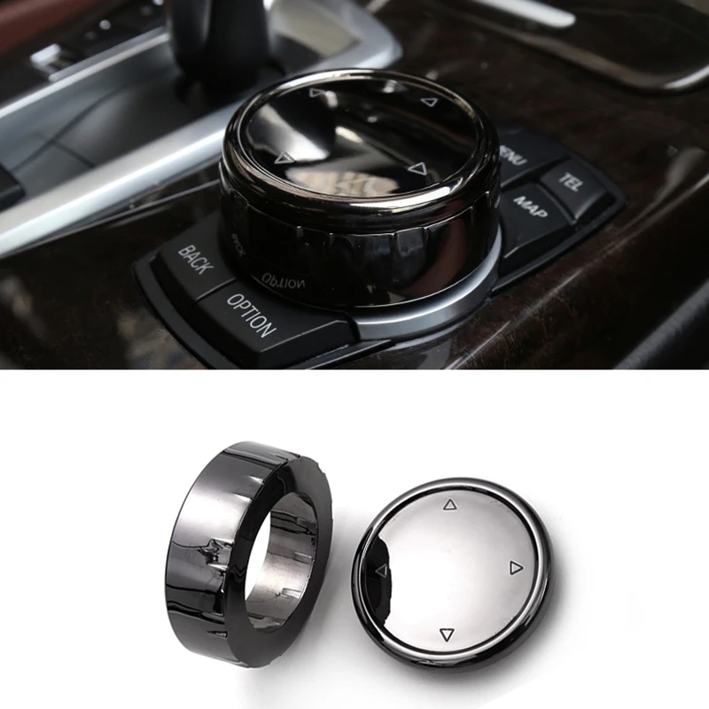 4X For Idrive Car Multimedia Button Cover Trim Knob Sticker For -BMW F10 F18 F07 F20 F21 F06 F12 F30 F01 F02 F25 F26