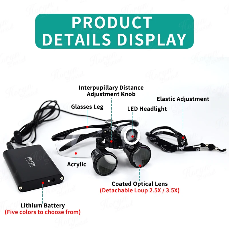 Den tal Medical Loupes 2.5x 3.5x Magnifying Glasses Wireless Headlight With Portable Battery