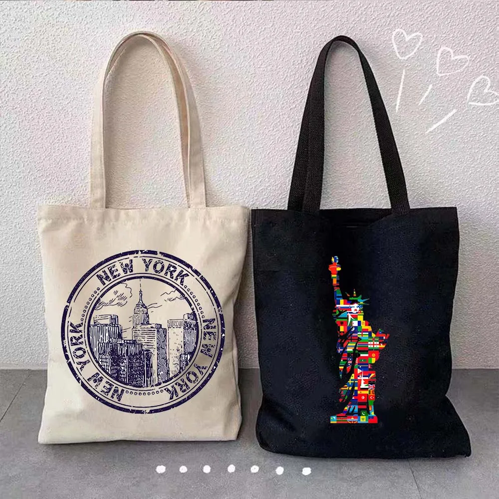 Cute Statue Of Liberty New York NYC City Skyline Apple Giants Football NYC Subway Diagram Shopper Canvas Tote Bag Cotton Handbag