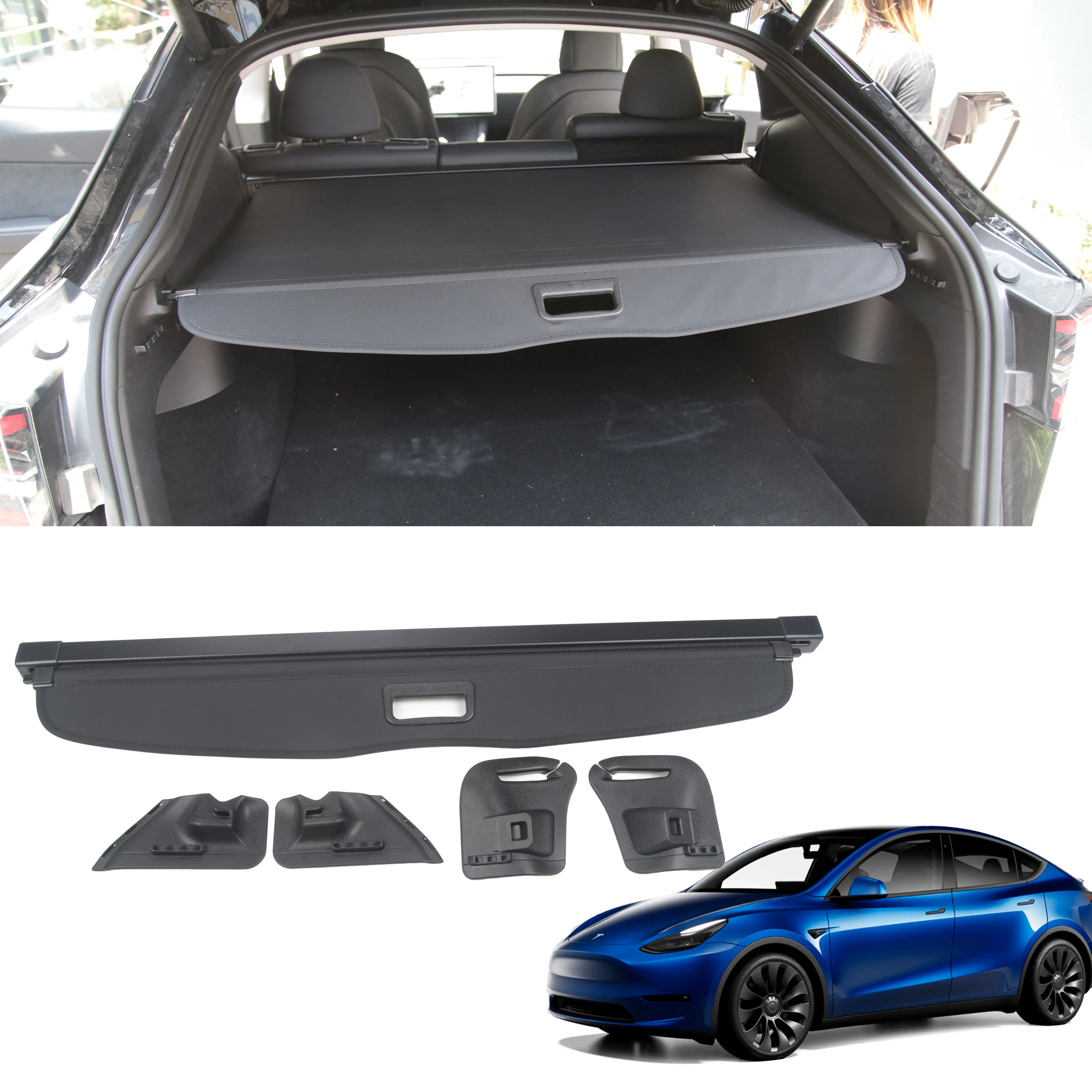 

Cargo Cover Accessories for Model Y Retractable Waterproof Rear Trunk Cargo Luggage Security Privacy Shade Cover Shield