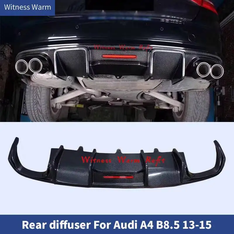 Lame de pare-choc arrière en plastique renforcé de fibres de carbone, lame de pare-choc avec lumière, Audi A4 B8.5 2013 2014 2015 Standard
