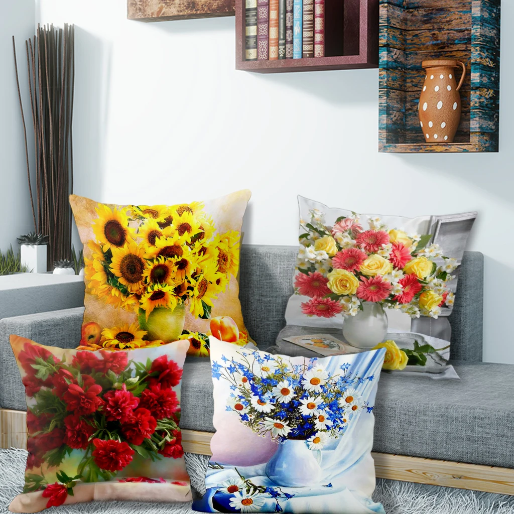 

4 шт., наволочка с подсолнухами, подходит для дивана, автомобиля, спальни, декоративная наволочка, наволочка