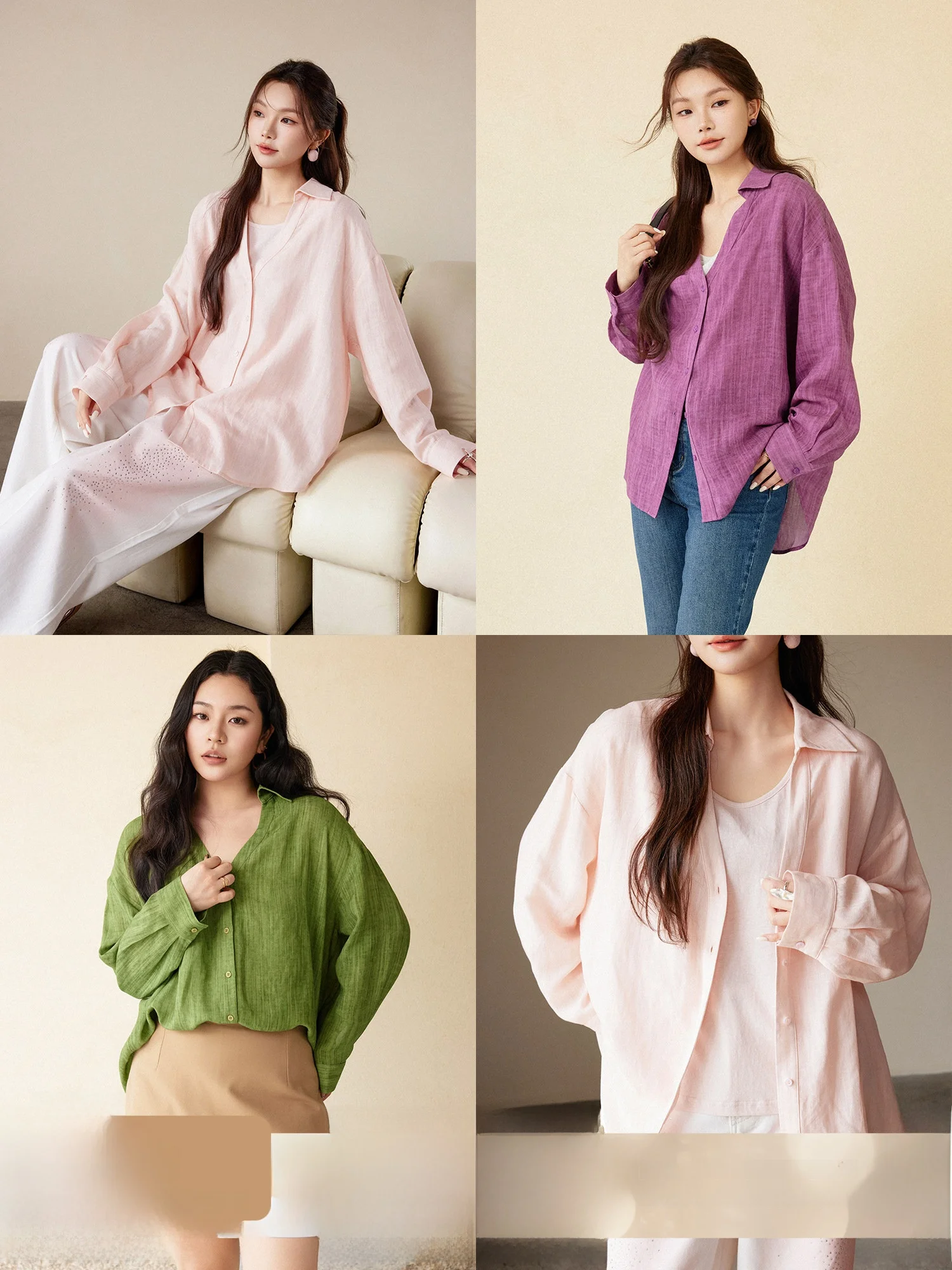 

Повседневная свободная рубашка Plusmall с V-образным вырезом из льняной смеси и бамбуковой ткани для женщин больших размеров, весна-лето