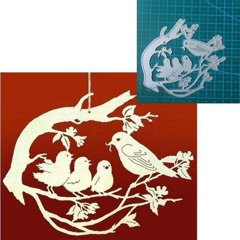 Branch bird wreath metal cutting dies Scrapbooking decoration paper craft knife mould blade punch template Embossing stencils