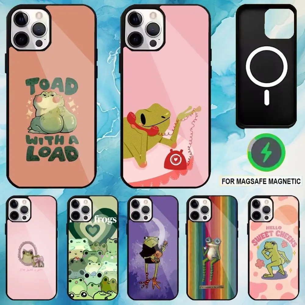 

The Frog Cute Phone Case For iPhone17,16,15,14,13,12,11 Plus,Pro Max Magnetic For Magsafe Wireless Charging