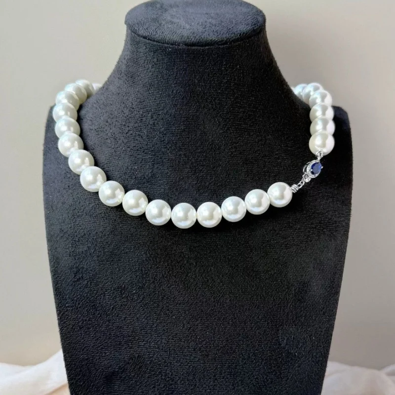 New Exquisite AAAA Grade 10-11mm Natural South Sea round White Pearl Necklace 925 Sterling Silver Clasp 18inch 24inch 35inch